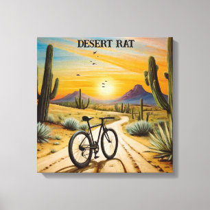 Desert Rat Cycling Mountainbike Sonnenuntergang Cu Leinwanddruck