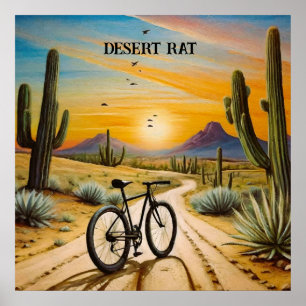 Desert Rat Cycling Mountainbike Sonnenuntergang Cu Poster