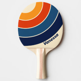 Desert Retro Rainbow Circle Stripe with Name Tischtennis Schläger