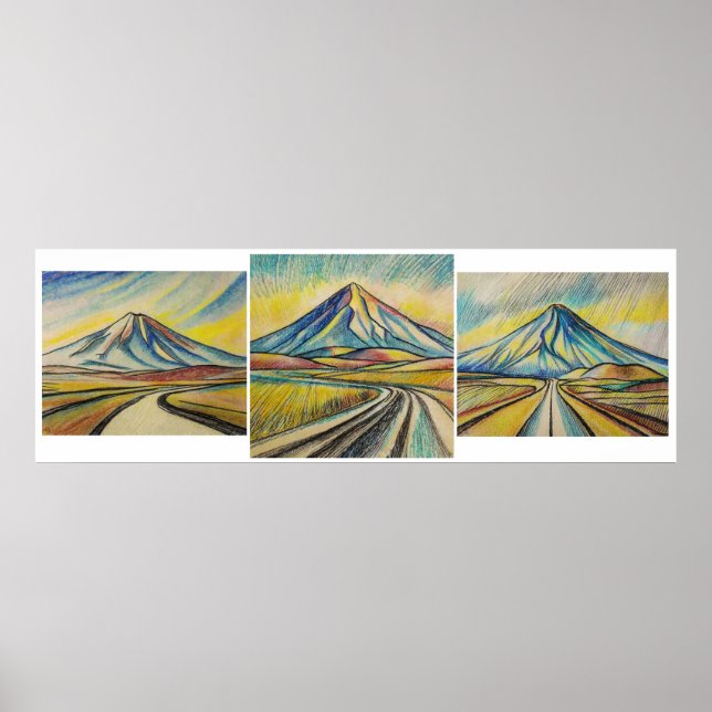 Desert Road Triptych - Archivkunst drucken Poster (Vorne)