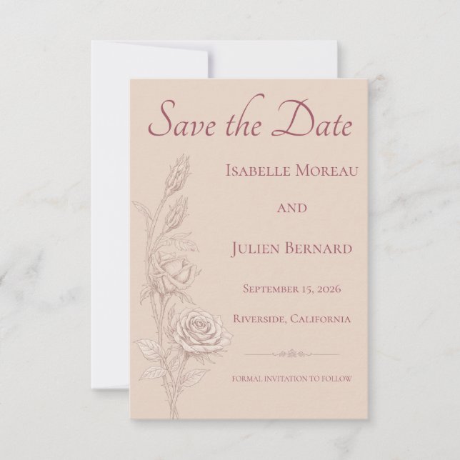 Desert Rose – Dune & Bloom Wedding Save The Date (Vorderseite)