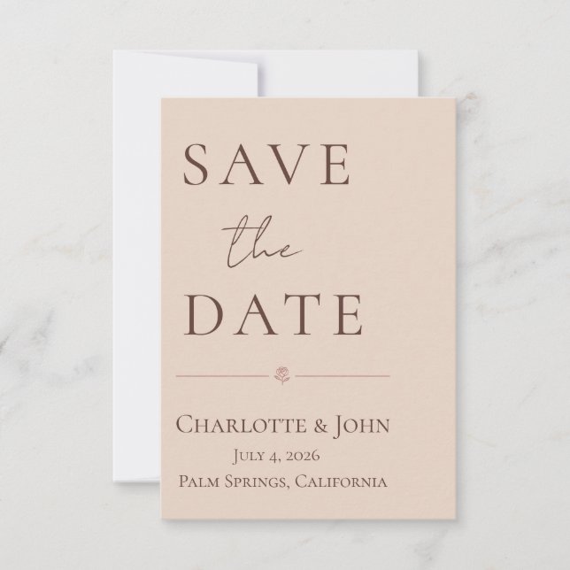 Desert Rose – Minimalist Wedding  Save the Date  (Vorderseite)