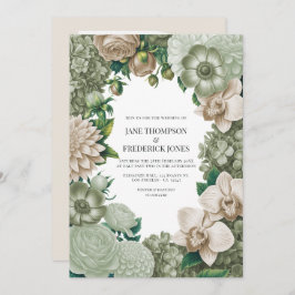 Desert Sage, Aloe Mist & Sandstone Beige Wedding Einladung
