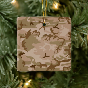 Desert Sand Camouflage Porcelain Square Ornament