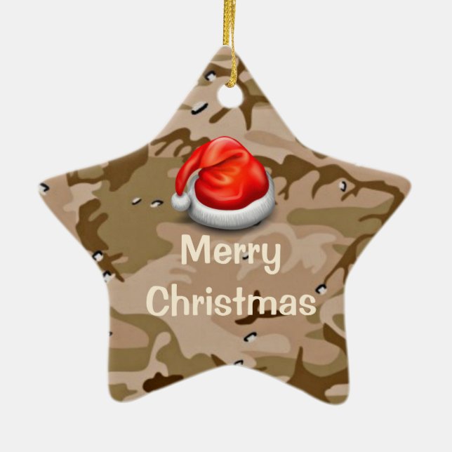 Desert Sand Camouflage Star Frohe Weihnachtsfeier Keramik Ornament (Hinten)