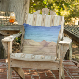 Desert Sand Dunes Beautiful Blue Sky On Wood Grain Kissen