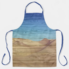 Desert Sand Dunes Beautiful Blue Sky On Wood Grain Schürze