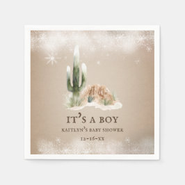 Desert Snow Cactus Baby Shower Napkins Serviette