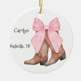Desert/Southwest Pink Cowboy  Boots  Keramik Ornament