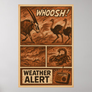 Desert Storm Chaos - Wildlife Weather Alert Comic Poster