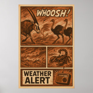 Desert Storm Chaos – Wildlife Wetter-Alarm Comic Poster
