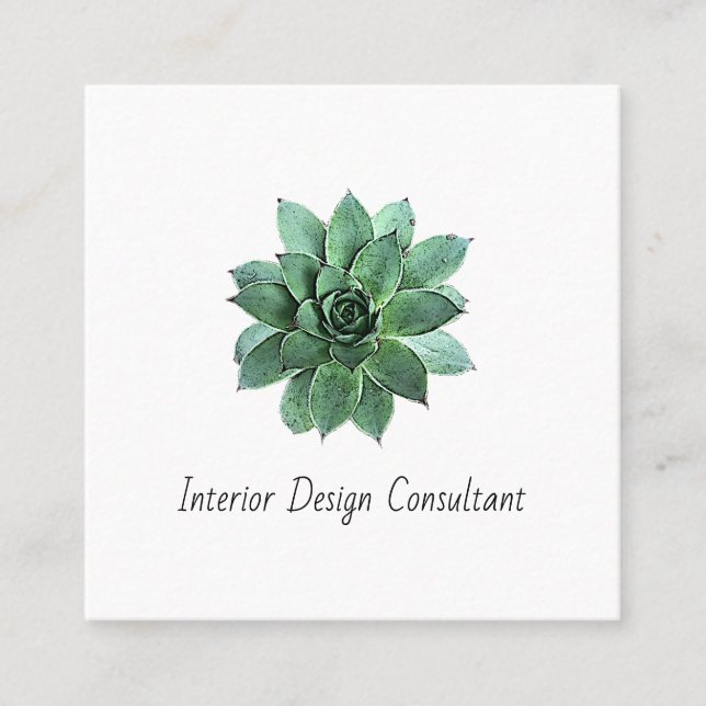 Desert Succulent QR code Interior Designer  Quadratische Visitenkarte (Vorderseite)