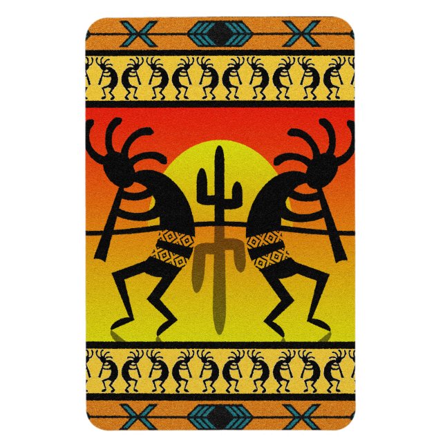 Desert Sun Cactus Kokopelli Southwestern Magnet (Vertikal)