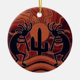Desert Sun Cactus Kokopelli Südwest Decor Keramikornament