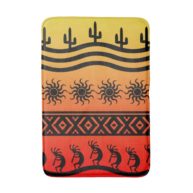 Desert Sun Cactus Southwest Design Kokopelli Badematte (Vorderseite Vertikal)