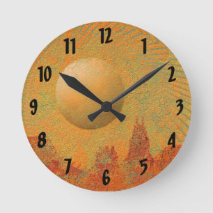 Desert Sun Runde Wanduhr