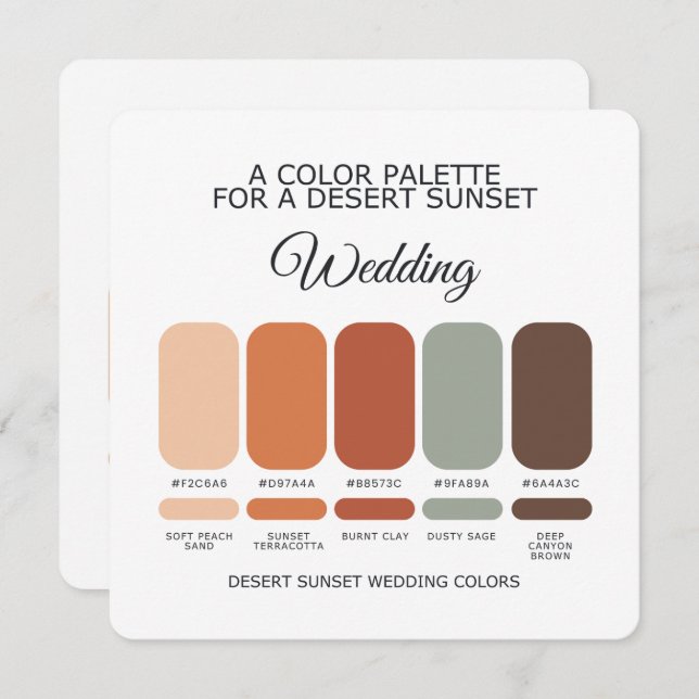Desert Sunset Boho Wedding Color Palette Card Einladung (Vorne/Hinten)