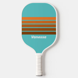 Desert Teal Across Striping with Name Pickleball Schläger