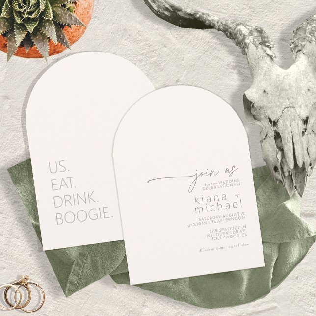 Desert Vibes Eat Drink Boogie Ivory Arch ID1019 Einladung (Von Creator hochgeladen)