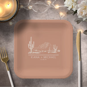 Desert Vibes Wedding Landscape Terra Cotta ID1019 Pappteller