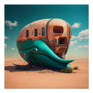 Desert whale house poster
