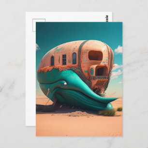 Desert whale house postkarte