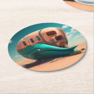 Desert Whale House Runder Pappuntersetzer