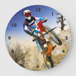 Desert Wheelie Motocross Große Wanduhr
