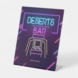 Deserts Bar Neon Arcade Video Games Birthday Sign Sockelschild