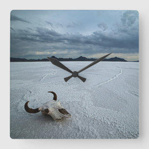 Deserts   Bonneville Salt Flats Utah Quadratische Wanduhr