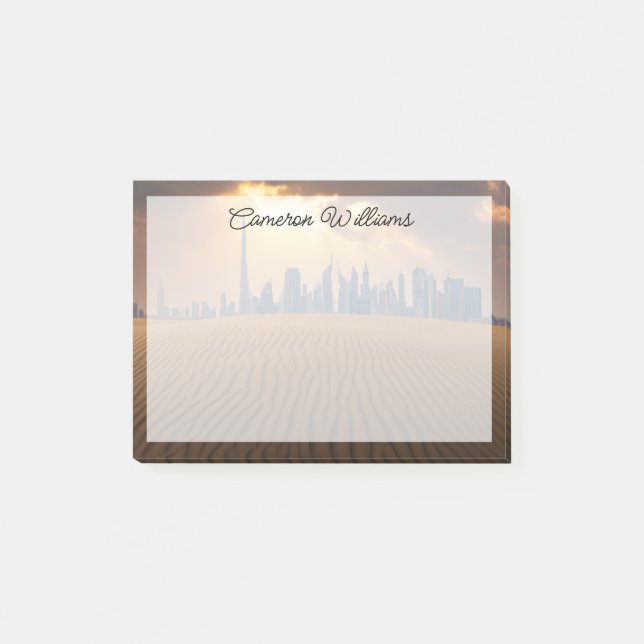 Deserts | Dubai's Skyline View from Sand Dune Post-it Klebezettel (Vorderseite)