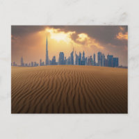 Deserts | Dubai's Skyline View from Sand Dune