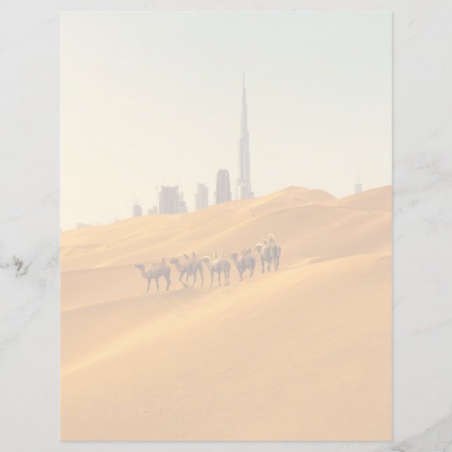Deserts | Dubai's Skyline View with Camels (Vorderseite)