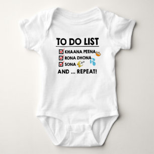 Desi Baby To Do List! (Essen, Schrei, Schlaf) Strampler