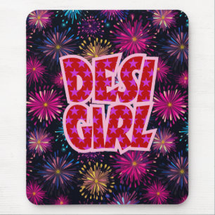 Desi Girl Colorful Fireworks Mousepad