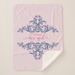 Desi Girl Text mit floralpersischen Henna-Mustern Sherpadecke