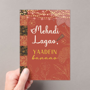 Desi-Inder-Pakistanische Hochzeits-Mehndi-Essenssc Acryleinladungen