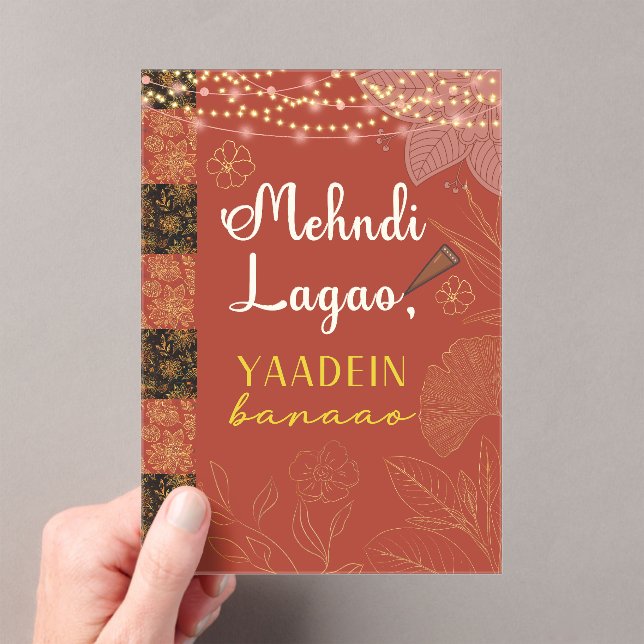 Desi Indian Pakistani Wedding Mehndi Food Sign Acryleinladungen (Insitu (Handheld))