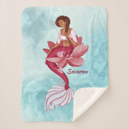 Desi pink mermaid sitting in a pink lotus flower sherpadecke