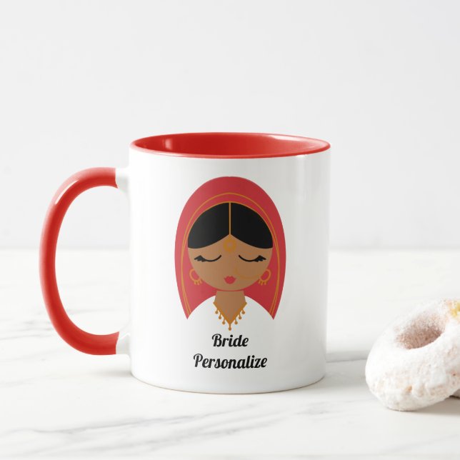 Desi, Südasien, Indische Braut oder Dulhan Geschen Tasse (Mit Donut)