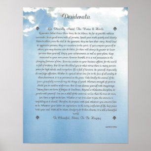 DESIDERATA Achtsame Wolken Poster