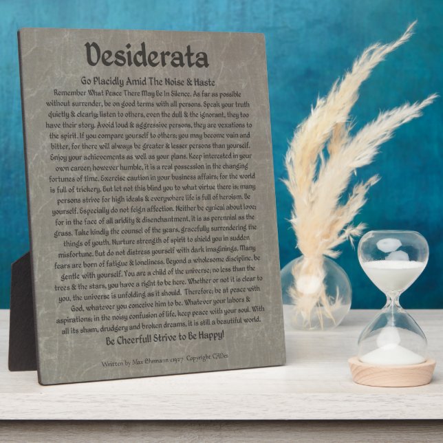 Desiderata auf grauem Marmor Fotoplatte (Seite)