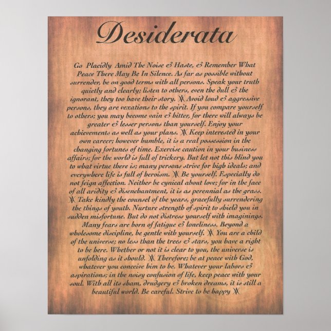 DESIDERATA auf Holzebene Poster (Vorne)