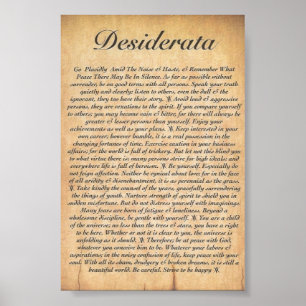 DESIDERATA auf prägeartigem hölzernem Papier Poster