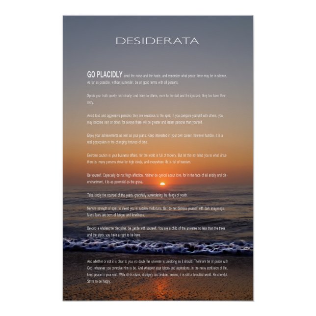 DESIDERATA Beach Golden Sunrise Poster (Vorderseite)