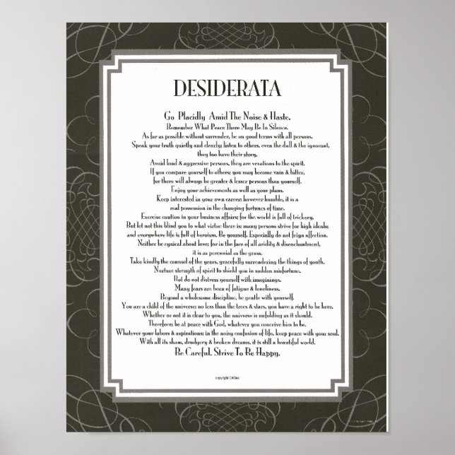 DESIDERATA Blackswirl Sans Poster (Vorne)