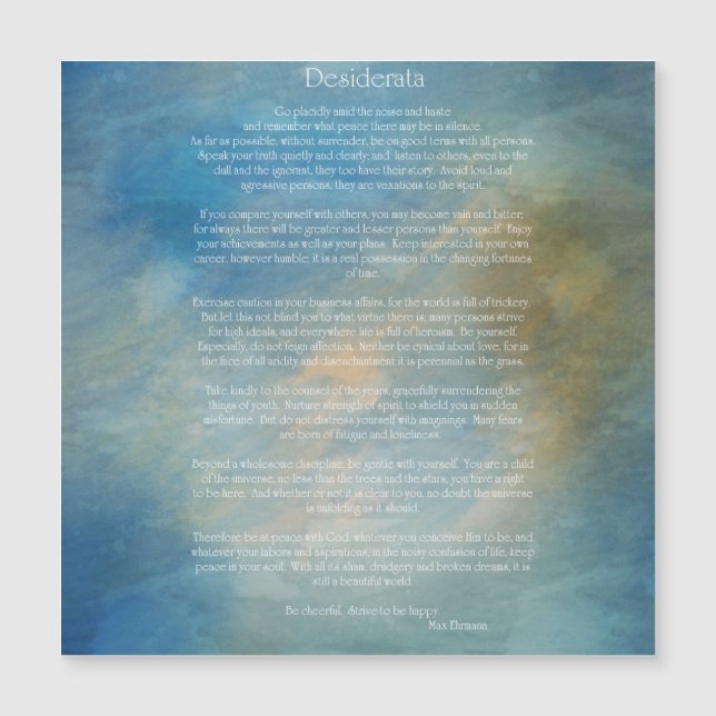 Desiderata Blue Background Magnet (Vorderseite)