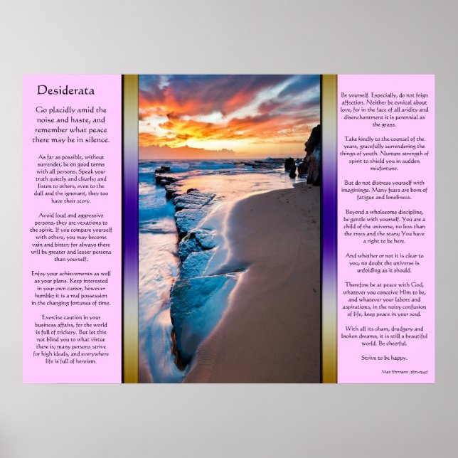 Desiderata Blue Ocean Posters Poster (Vorne)