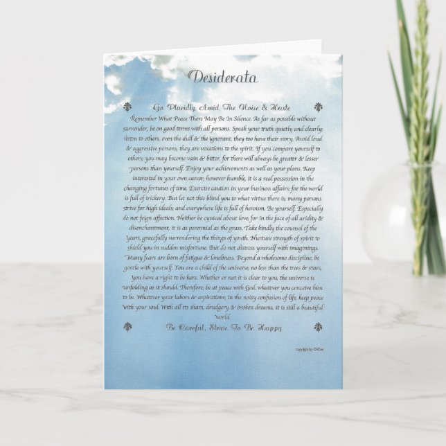 DESIDERATA Card=Clouds Karte (Vorderseite)