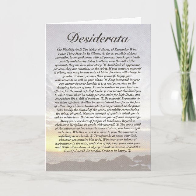 DESIDERATA Card=Ocean Sonnenuntergang Karte (Vorderseite)
